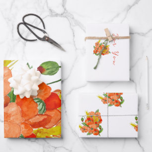 Niedliche Mohnblüten-Blume Geschenkpapier Set