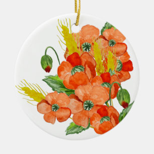 Niedliche Mohnblüten-Blume Keramik Ornament