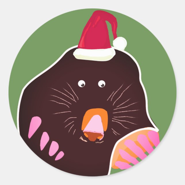 Niedliche Mole Cristmas-Aufkleber Runder Aufkleber (Vorderseite)