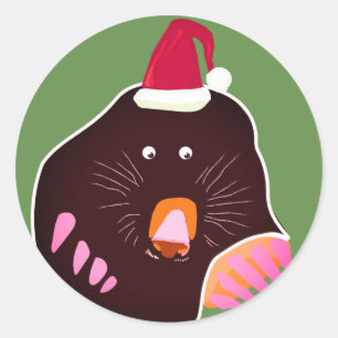 Niedliche Mole Cristmas-Aufkleber Runder Aufkleber