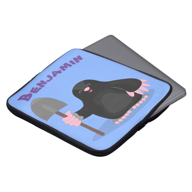 Niedliche Mole mit SchaufelCartoon Laptopschutzhülle (Vorne Oben)