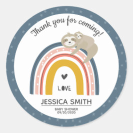 Niedliche Mommy and Baby Sloth Rainbow Baby Dusche Runder Aufkleber