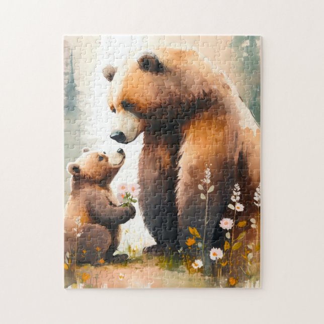 Niedliche Mommy & Baby Bär Puzzle (Vertikal)