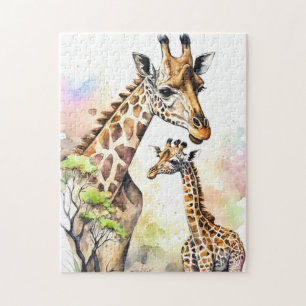 Niedliche Mommy & Baby-Giraffe Puzzle