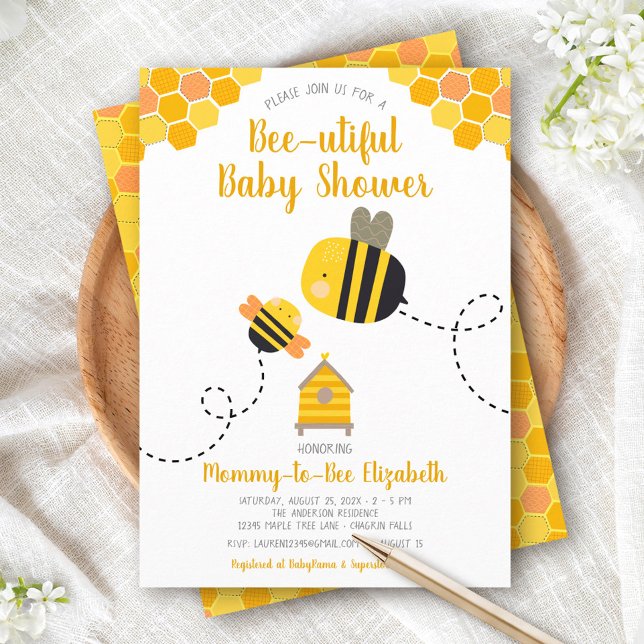Niedliche Mommy to Bee Baby Duwer Whimsical Kawaii Einladung (Von Creator hochgeladen)