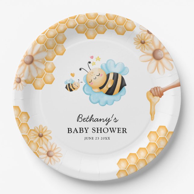 Niedliche Mommy-to-Bee Summer Baby Dusche Pappteller (Vorderseite)