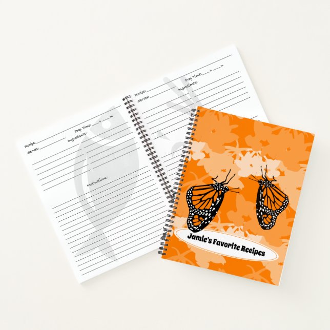 Niedliche Monarchschmetterlinge Orange als Favorit Notizbuch (Innenseite)