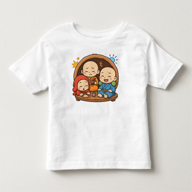 Niedliche Mönche japanischen Stils Grafisches T-Sh Kleinkind T-shirt (Vorderseite)