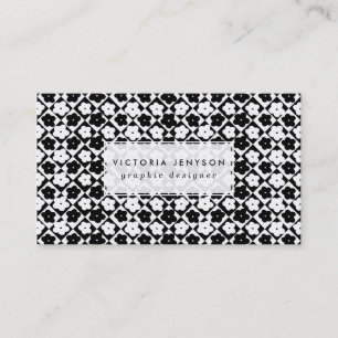 Niedliche monochrome Blume Diamond geometrisches M Visitenkarte