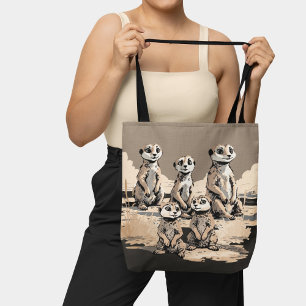 Niedliche monochrome Meerkat Familienwüste Kunst