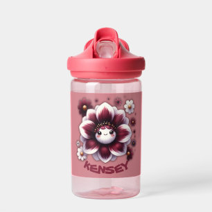 Niedliche Monogram Burgundy und White Blume auf Ma Trinkflasche