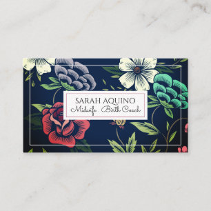 Niedliche Monogram Floral Doula Midfrau Geburtshil Visitenkarte