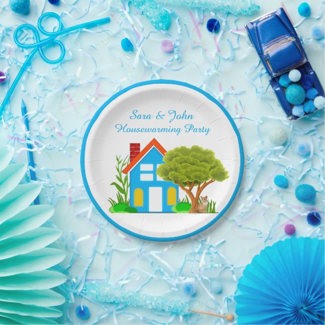 Niedliche Monogram Housewärme Party Paper Tellers  Pappteller (Party)