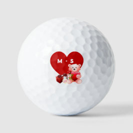 Niedliche monograme Valentine Heart Golf Balls Golfball