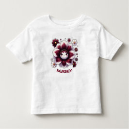 Niedliche Monogramm-Burgund und weiße Blume | Kleinkind T-shirt