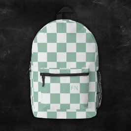 Niedliche Monogramm-Initialen und grüne Karton Bedruckter Rucksack