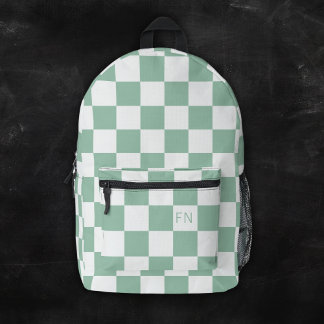 Niedliche Monogramm-Initialen und grüne Karton Bedruckter Rucksack