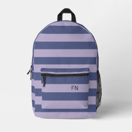 Niedliche Monogramm-Initialen und Lila Streifen Bedruckter Rucksack