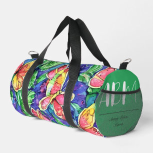Niedliche monogramm künstlerische Aquarellgrün Duffle Bag