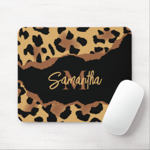 Niedliche Monogramm-Leopardrucke Mousepad