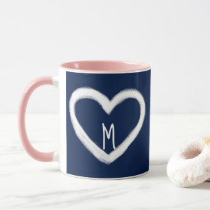 Niedliche Monogramm-Marine-weiße Tasse