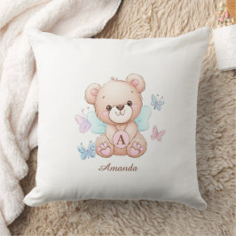 Niedliche Monogramm Name Baby Pilze Kissen