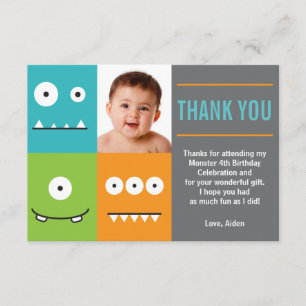 Niedliche Monster-Gesichter danken Ihnen Dankeskarte