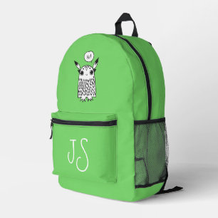 Niedliche Monster-grüne Monogramm minimalistisch Bedruckter Rucksack