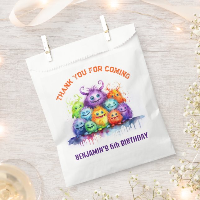 Niedliche Monster Kindergeburtstag Liebesmarken Geschenktütchen (Ausgeschnitten)