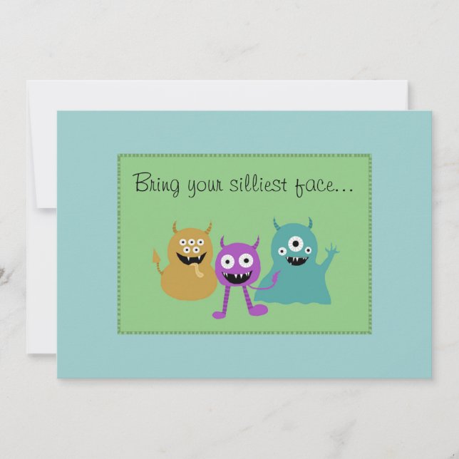 Niedliche Monster-Party Einladung (Vorderseite)