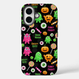"Niedliche" Monster und Halloween Spaß nahtlos iPhone 16 Hülle