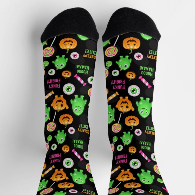 "Niedliche" Monster und Halloween Spaß nahtlos Socken (Oben)