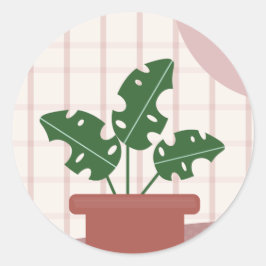 Niedliche Monstera-Pflanze Gerahmtes Bohemisches D Runder Aufkleber