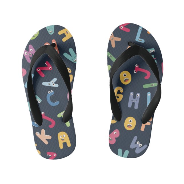 Niedliche Monsteralphabeten flippen Flops Kinderbadesandalen (Fußbett)