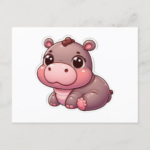 Niedliche Moo Deng Baby Hippo Card Postkarte