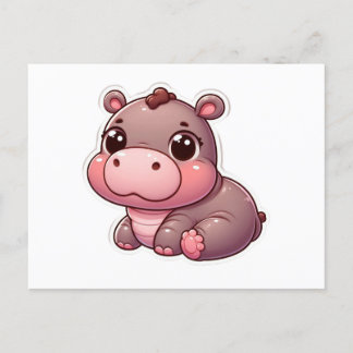 Niedliche Moo Deng Baby Hippo Card Postkarte