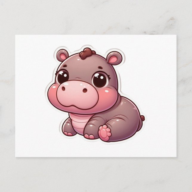 Niedliche Moo Deng Baby Hippo Card Postkarte (Vorderseite)
