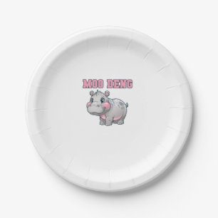 Niedliche MOO DENG Baby Pygmie Hippo Girls Besties Pappteller