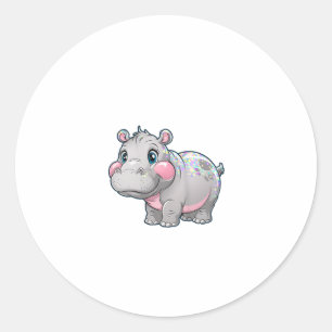 Niedliche MOO DENG Baby Pygmie Hippo Girls Besties Runder Aufkleber