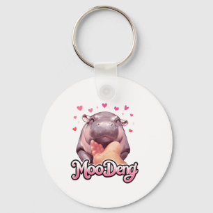 Niedliche Moo Deng Hippo Girlie Hearts für Mädchen Schlüsselanhänger