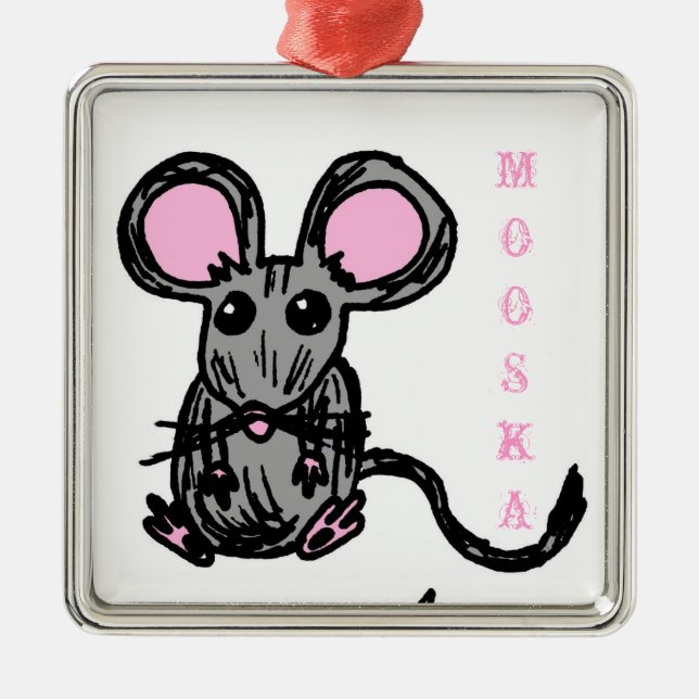 Niedliche Mooska Mouse Ornament Aus Metall (Vorne)