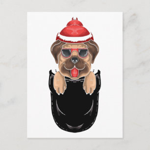 Niedliche Mops-Hundeausstattungen in Pocket Postkarte