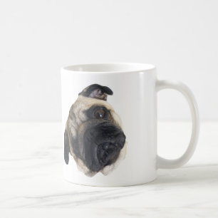 Niedliche Mops-Kopf-Neigungs-Tasse Tasse