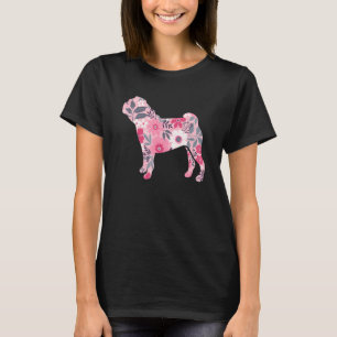 Niedliche Mops Mama Blume Blumenkohl Silhouette Hu T-Shirt