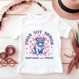 Niedliche "Mops not drogs" Retro Pastellfarben Ros Baby T-shirt