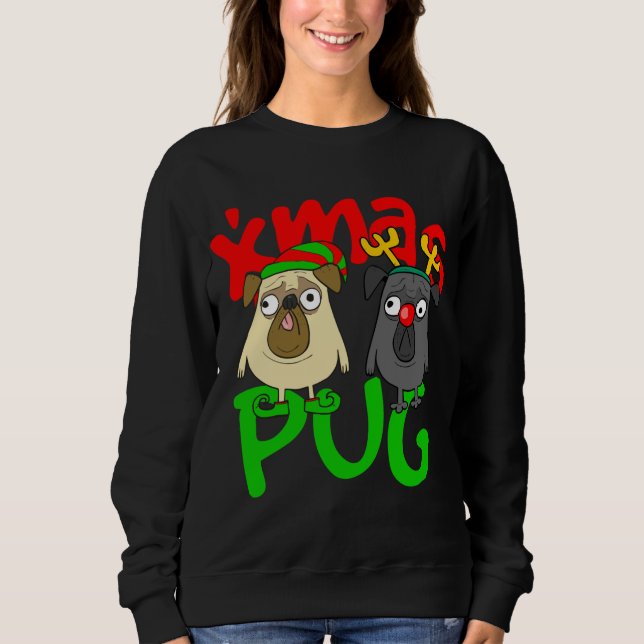 Niedliche Möpsen Eigentümer Mops Lover Xmas Hund V Sweatshirt (Vorderseite)