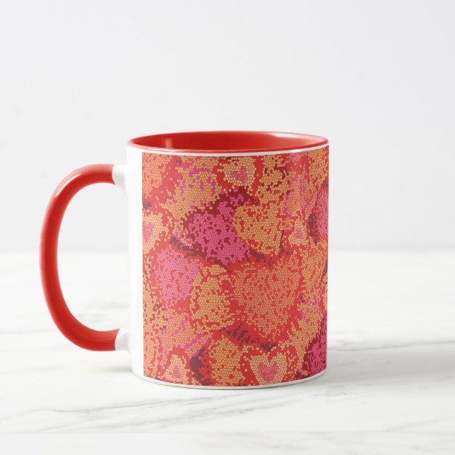 Niedliche Mosaikherzen im Hintergrund Tasse (Links)