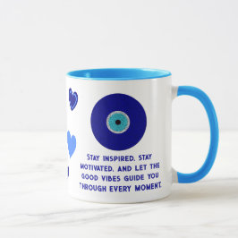 Niedliche Motivierend Vibes Blue Evil Eyes Hört Tasse