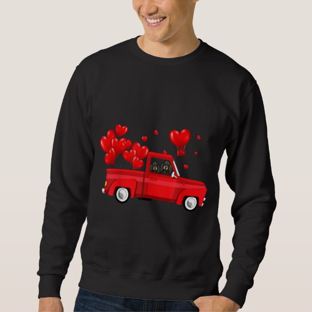 Niedliche Motorradfahrer Red Truck Liebe Valentine Sweatshirt (Vorderseite)