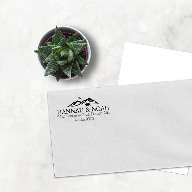 Niedliche Mountain Bär Couple Rücksendeadresse Gummistempel (Von Creator hochgeladen)